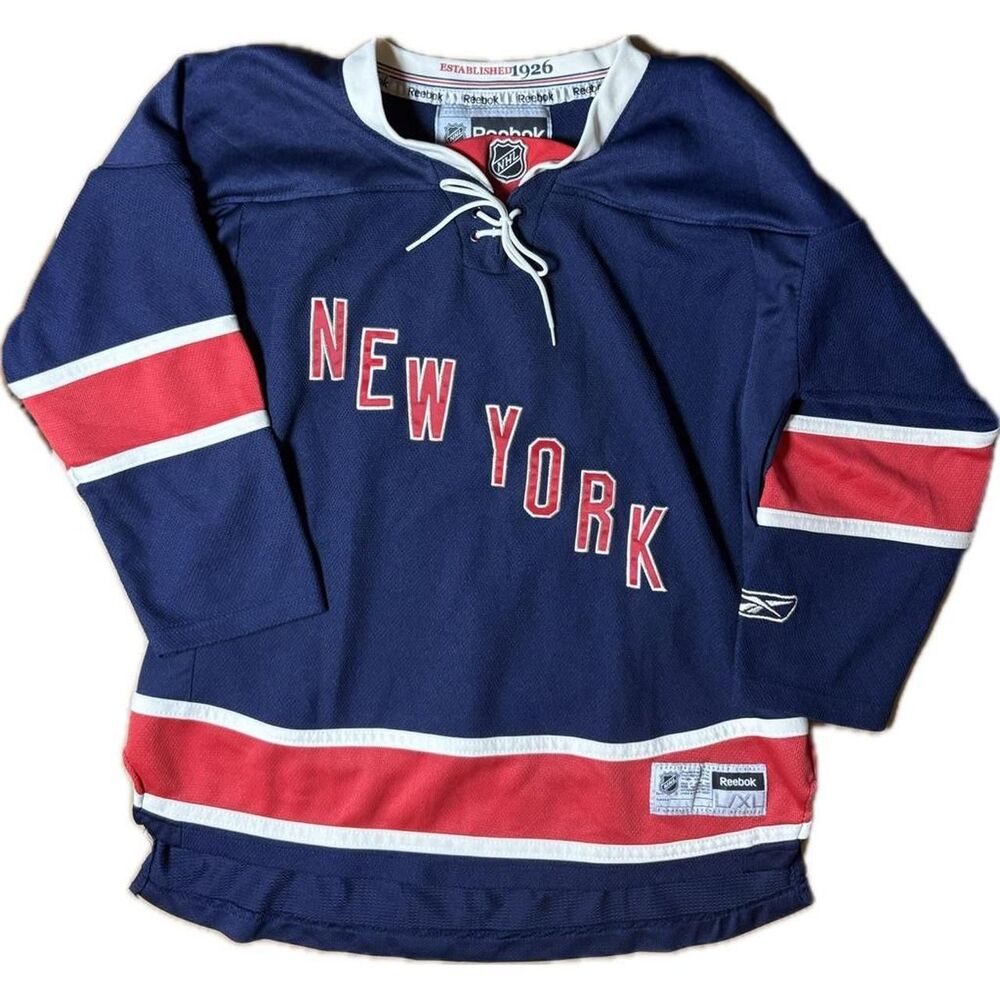Vintage Style Reebok New York Rangers Blue Official NHL Hockey Jersey